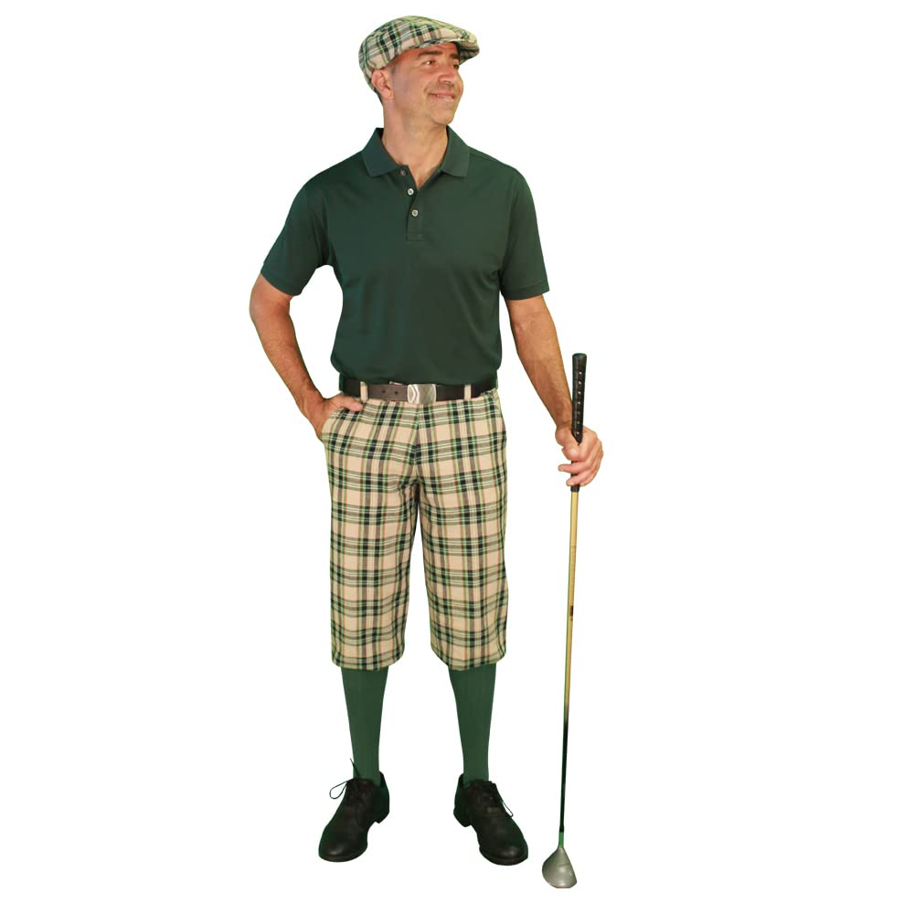 Golf Knickers Outfit - Plaid - Stewart Collection - Mens 'Par 5' - Khaki Stewart - 36