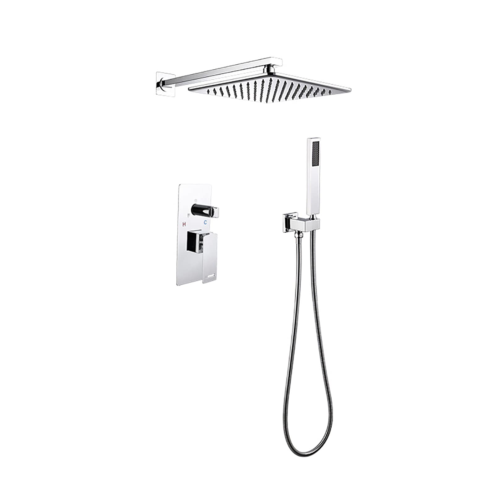 WOTZOV Shower System With 10" Square Rainfall Head With Handheld Combo Set, Wall Mounted Faucet,Rose Gold，Cromo