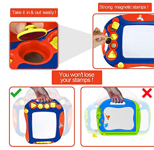 CHUCHIK Toys Magnetic Drawing Board Set for Kids and Toddlers. Large 15.7 Inch Magna Doodle Writing Pad Comes with a 4-Color Travel Size Sketch Doodle Board. (Red-Blue-Yellow)