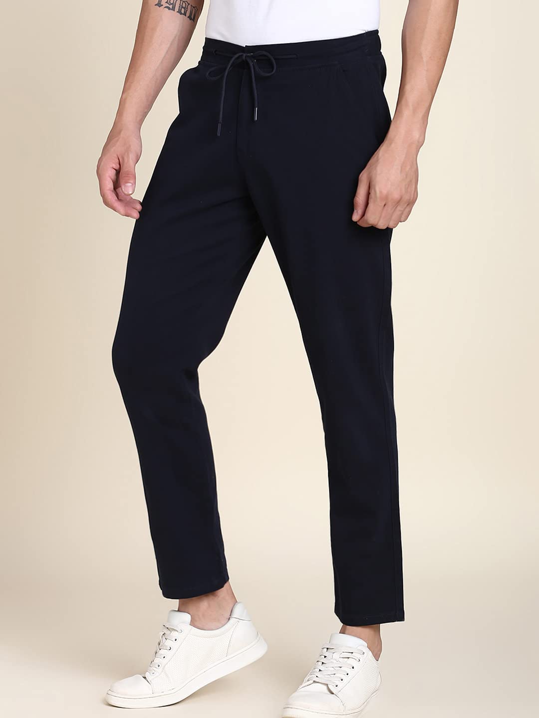 Dennis Lingo Pantalones chinos elásticos de algodón para hombre, ajuste regular, color liso, pantalones casuales con cordón en la cintura