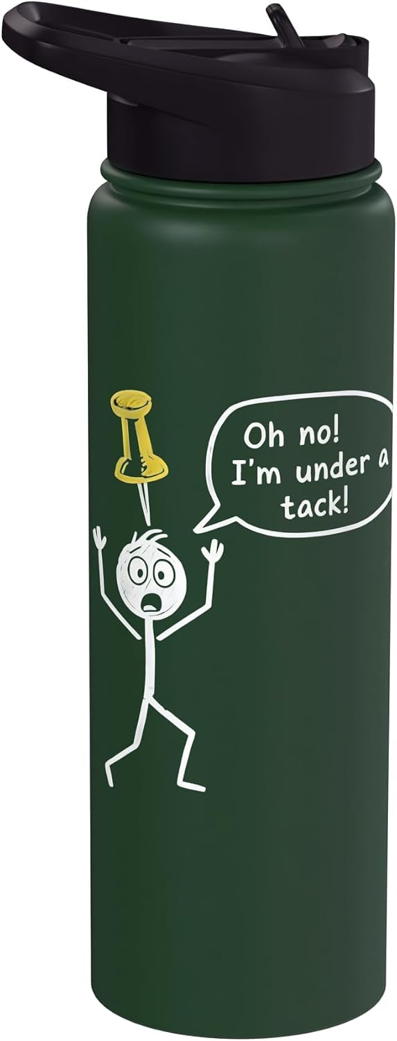 Oh no! I'm under a tack Stickman Stick Figure Graphic Funny Stainless Steel Insulated Water Bottle