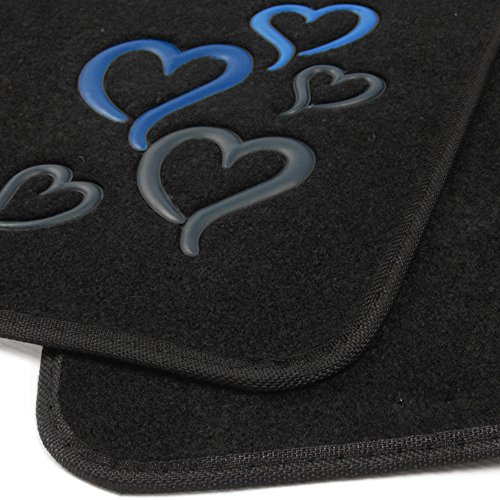 Designer Car Floor Mats (Blue Hearts) #TOP4