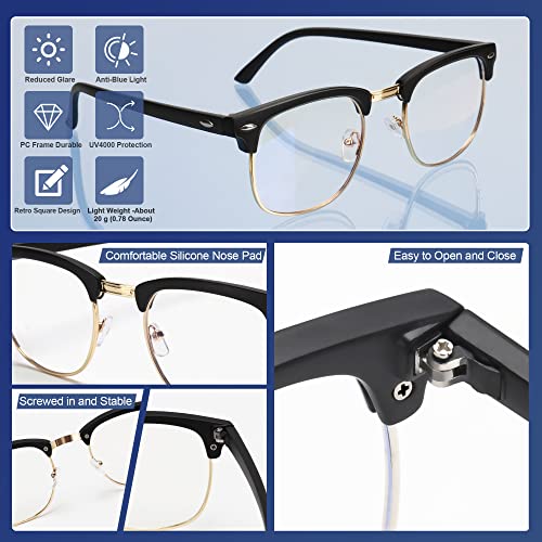 Letaaka Blue Light Blocking Glasses, 2 Blue Light Glasses Semi-Rimless Anti Uv Clear Eyewear Computer Glasses For Men Women #TOP6