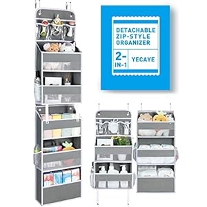 Yecaye 6-Tier Over the Door Organizer, Detachable 2-in-1 Bathroom Organizer, Tilt-resistant 44 lb Load Over Door Organizer, Nursery Closet Organizers and Storage for Newborn Baby Essentials Stuff