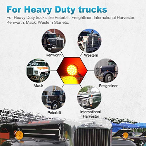 Partsam Round Red/Amber Double Face Led Pedestal Lights With Reflectors 42 Led Waterproof Truck Trailer Suv Rv Fender Mount Led Stop Turn Tail And Parking Light, Chrome Die Cast Housing 12V #TOP5