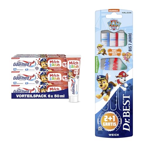 Odol-med3 Milchzahn Zahnpasta 6x50ml + Dr.BEST Paw Patrol