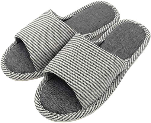 APIKA Womens and Men's Comfortable Casual Cotton Flax Anti-Slip Slipper Indoor and Outdoor Use(7/7.5 UK,Coffee)