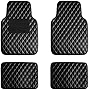 Automotive Floor Mats Black Luxury Universal Fit all season protection Heavy Duty Faux Leather fits most Cars, SUVs and Trucks (Diamond Design with High Tech 3D Anti-Slip Backing) FH Group F12002BLACK