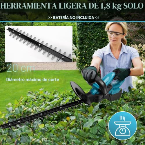 Miniatura 4 de Cortasetos inalámbrico de 20" con 2 baterías de 2000 mAh, Tijeras de Mano para arbustos y césped, 2000 RPM
