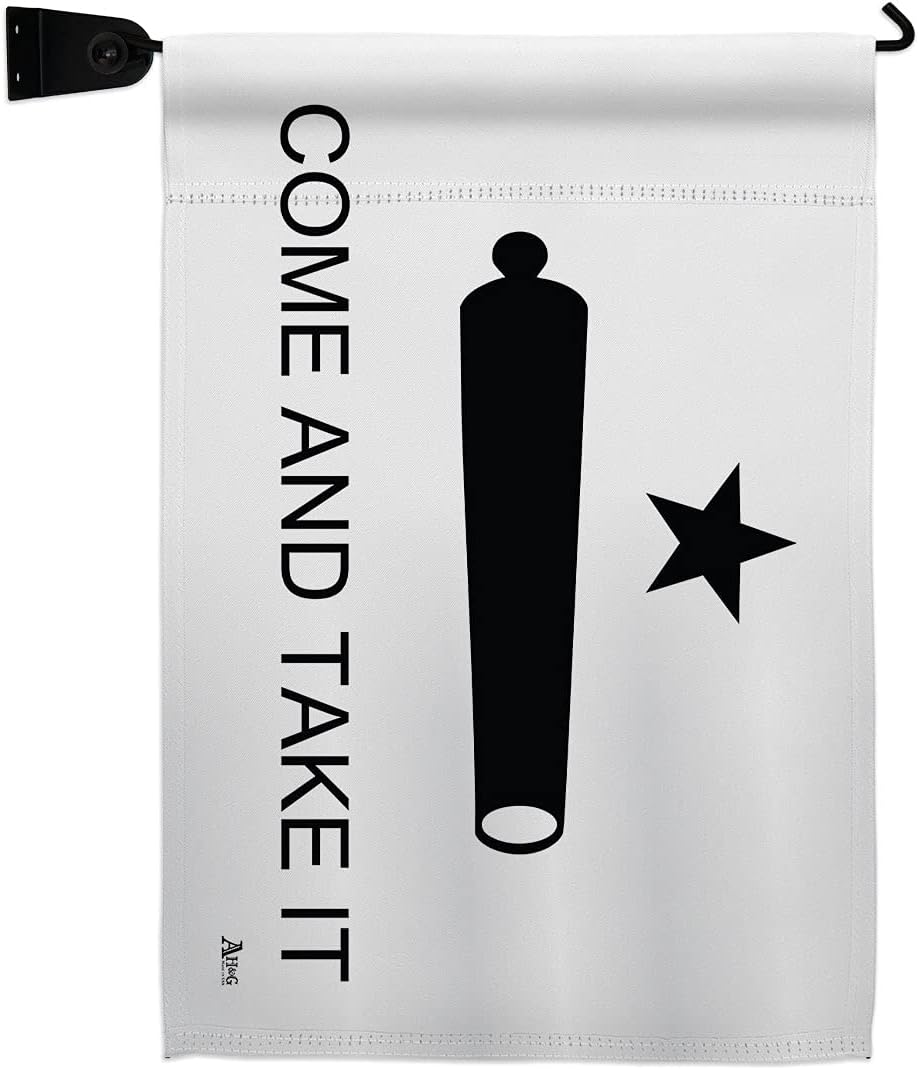 Come And Take It Garden Flag Set Wall Hanger Patriotic July Memorial Veteran Independence United State American Small Decorative Gift Yard House Banner Double-Sided Made In USA 13 X 18.5