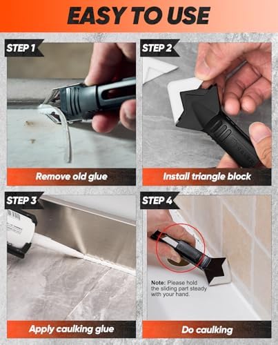 Saker Silicone Caulking Tool 3-in-1 Grout Removal Tool Classic Black - 1