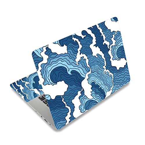 Dinky Laptop Skin Sticker Decal, 12" 13" 13.3" 14" 15" 15.4" 15.6 Inch Laptop Universal Reusable Vinyl Skin Stickers Cover Art Decal Notebook Pc Personalized Protector-Japanese Style Wave #TOP4