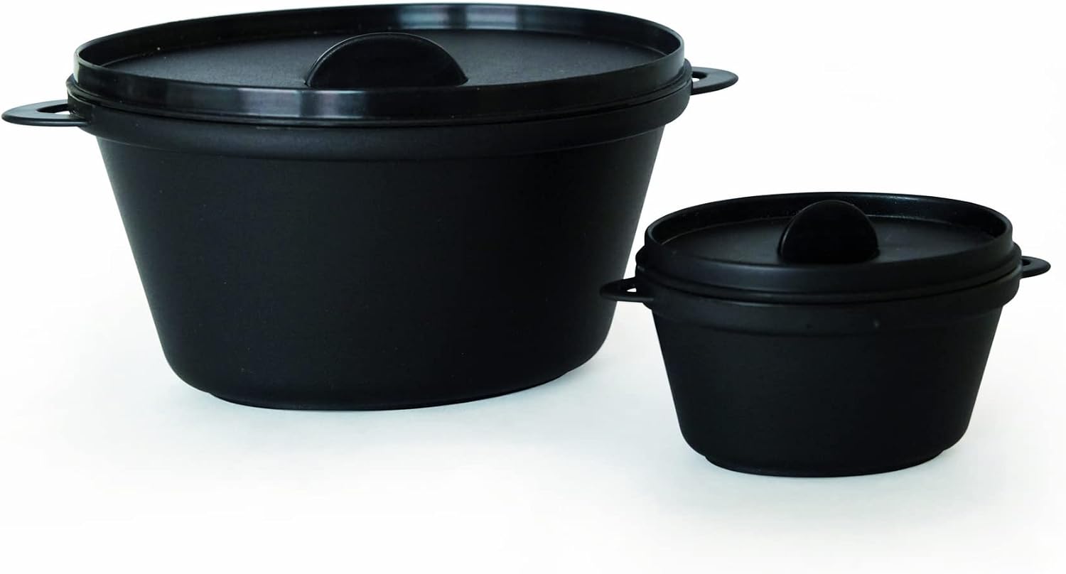 PacknWood - 209MBMCOC - Small Black Plastic Pot with Lid - Black containers with lids-Round Black Plastic Containers Pot-Small Black Container-Small Black pots Plastic- 2.5 oz. Capacity (Case of 200)