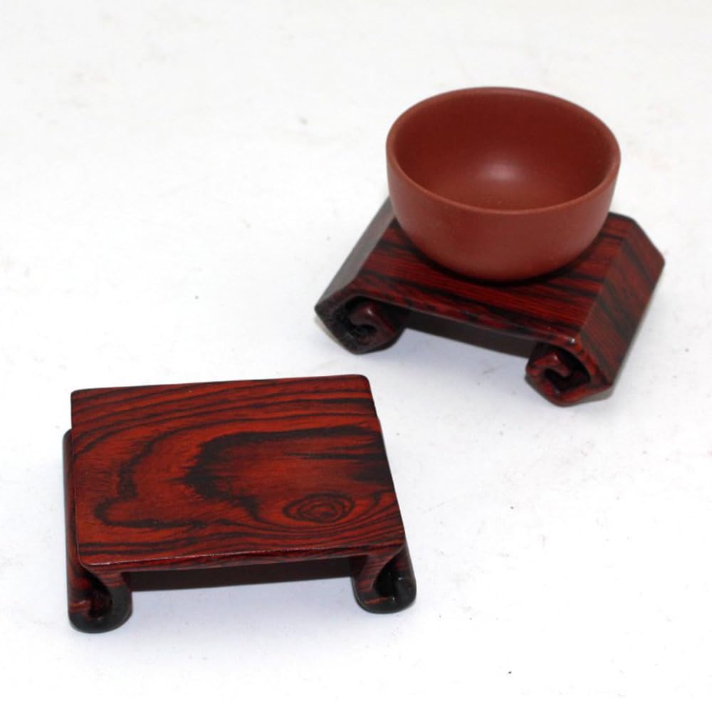 Base de piétide de Sculpture Chinoise en Bois Massif Rectangle Round Scroll Grain Charge Base de Bois de Palissandre
