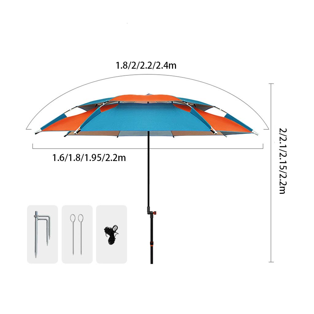 LNNW Parasol wędkarski duży parasol wędkarski podwójny deszczowy wiatr zagęścić parasol połowowy parasol połowowy parasol Wędkarstwo parasol (Color : A, Size : 1.8m)