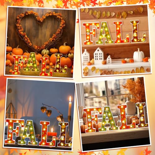 Image of Aurelema Fall Light up Table Decorations, Fall Thanksgiving Letters LED Marquee Sign Thanksgiving Light Decor Autumn Harvest Tabletop Centerpiece for Indoor Home Mantel Party Decor