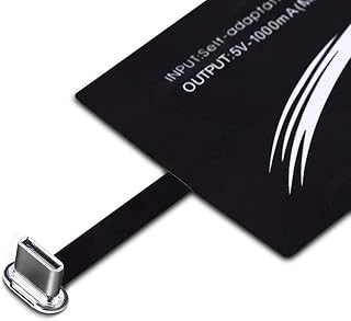 Simlug Receptor Qi USB C, receptor de carregamento Qi portátil, receptor carregador sem fio, chip receptor de carregamento rápido sem fio para Huawei/LG/Oneplus, etc. USB-C preto para smartphone