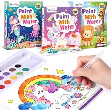 Mocoosy 3 Pack Paint with Water Coloring Books for Toddlers, Mess Free Watercolor Painting Set with Unicorn Mermaid Animal Themes, Travel Art Craft Activity for Kids, Birthday Gifts for Girls 3-5 4-8