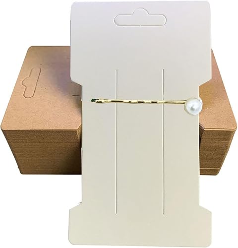 Miniatura 3 de Doromy 200 Pcs Rectangular Hair Clip Display Cards Kraft Paper Hair Barrettes Display Holder Brown White Kraft Paper Cards Jewelry Hair Bow Holder
