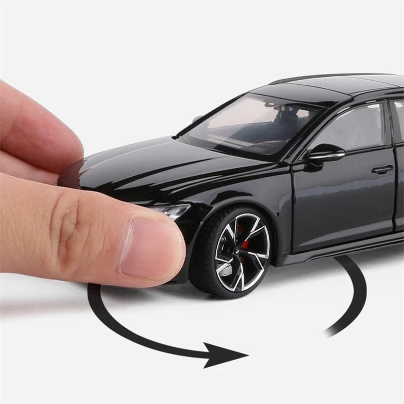 Image of Invite Enterprise 1:32 Scale Aoodi RS6 Alloy Die-Cast Car Model with Door-Activated Light & Sound | 2 Openable Doors, Hood & Trunk | Metal Toy Car for Kids & Collectors (No Pull Back) (Black Color)