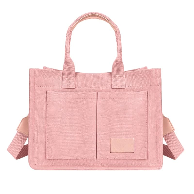 Women's canvas handbag, multiple pockets, women's large diagonal shoulder fashionable shoulder bag, with compartments