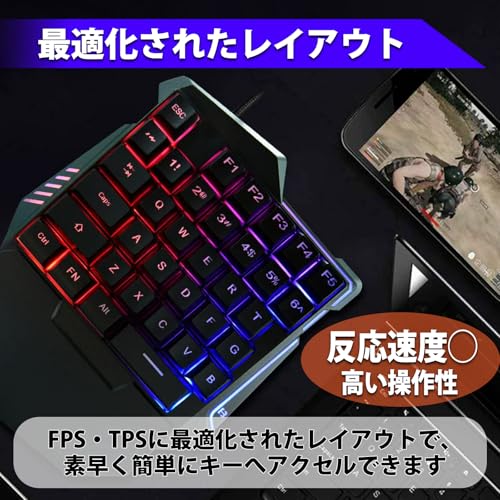 MONOSTORE ゲーミングキーボード 片手用キーボード 左手 有線 USB 光る 35キー