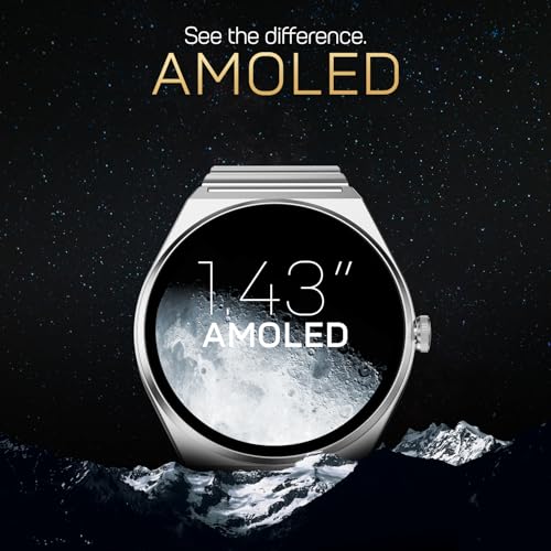 Image of Fire-Boltt Phoenix Nova Smartwatch 1.43 inch Slim Super AMOLED Display, 466x466 Pixel Always-On Display, Bluetooth Calling, Health Tracker for Men & Women Titan Silver
