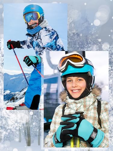 Image of Geyoga Kids Waterproof Winter Snow Ski Gloves for Boy Girl Outdoor Warm Thickening Snowboard Gloves