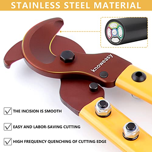 Image of Cable Cutter,Knoweasy LK-250 Wire Rope Cutter and Heavy Duty Wire Cutter with Long Labor Saving Arms for Copper Aluminum Wire up to 250mm