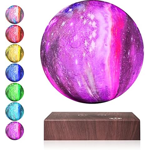 Floating Moon Lamp, Magnetic Levitating Galaxy Moon Lamps with 7 Colors LED Lighting, Spinning 3D Printing Moon Night Lights Unique Gifts for Christmas, Room Office Decor Cover