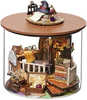 TOPBSFARNY DIY LED Lights Miniature Dollhouse Kit Street Shop Doll House Model Wooden Furniture for Valentine's Day Creative Gifts (Magic Hut)