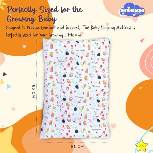 Image of Baby Sleeping Mattress Set Cotton with Bolsters & Pillow, for 0-12 Month Newborns-Unisex (Panda Orange)
