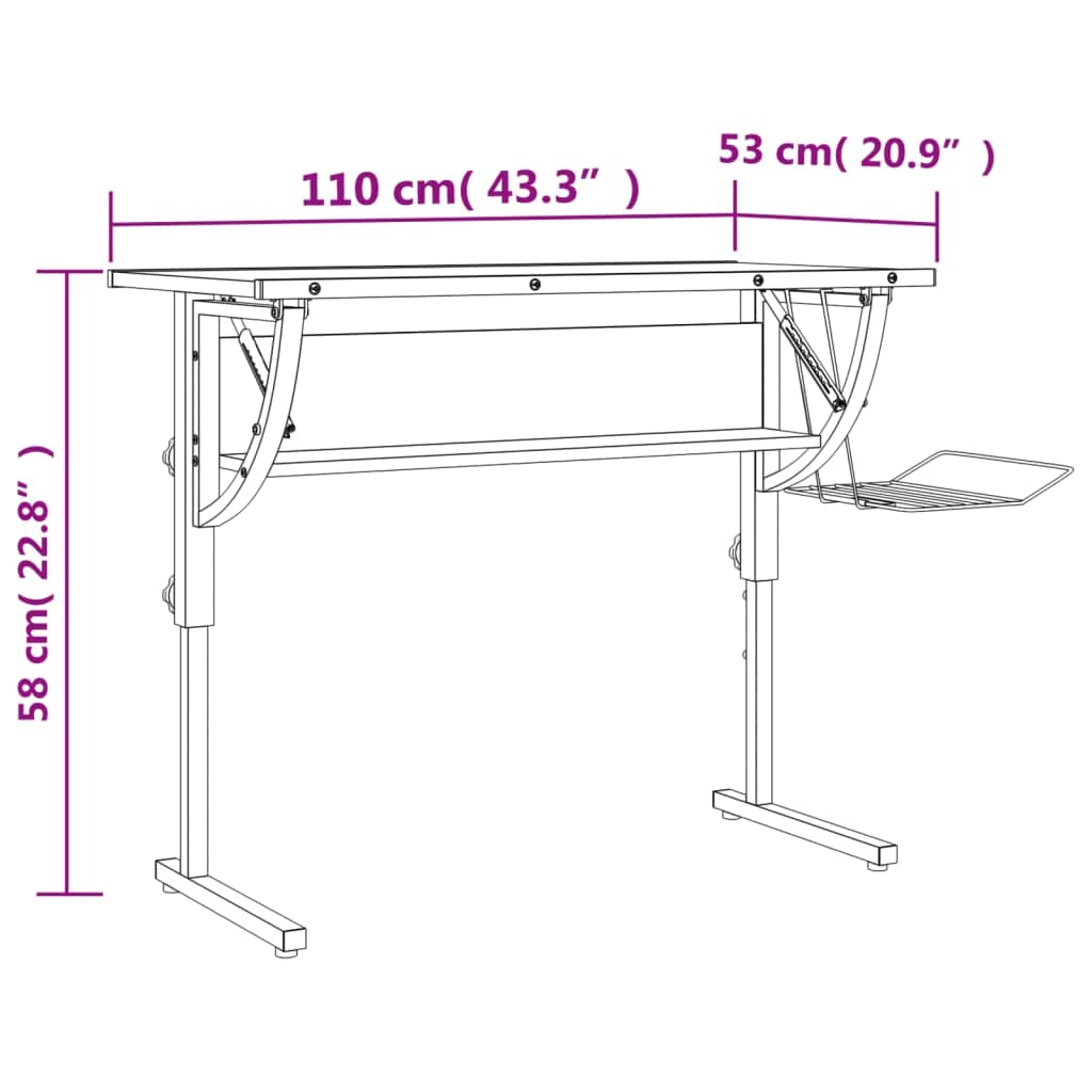 Scrivania,Supporto per stampante,Piccola postazione di lavoro in casa,Scrivania per computer in stile moderno,Scrivania Bianca Grigia 110x53x(58-87) cm Multistrato e Acciaio