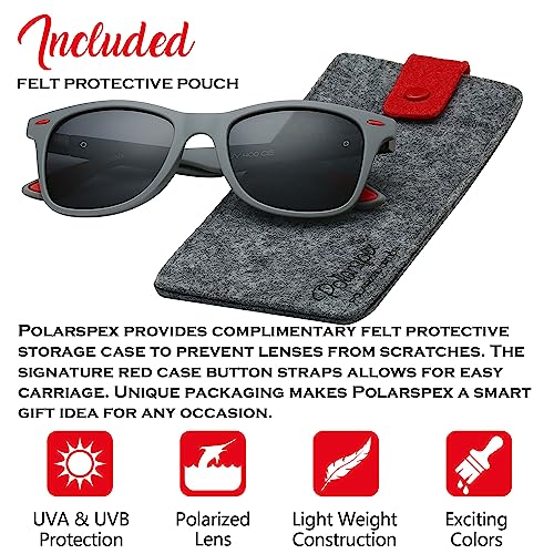 Image of PolarSpex Polarized Sunglasses for Men and Women | UV Protection, Durable Lightweight Frame, Retro Style, Felt Carrying Case, Clear Vision for Driving, Fishing & Everyday Wear.