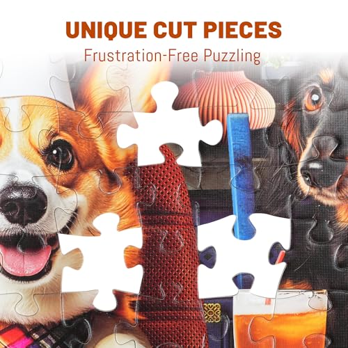 BenBen Rompecabezas de 300 Piezas para Adultos, Fiesta de Cena de Perros, Piezas de Cartón Grueso con Ajuste Perfecto, Ideal para Noches de Juegos Familiares miniatura 2
