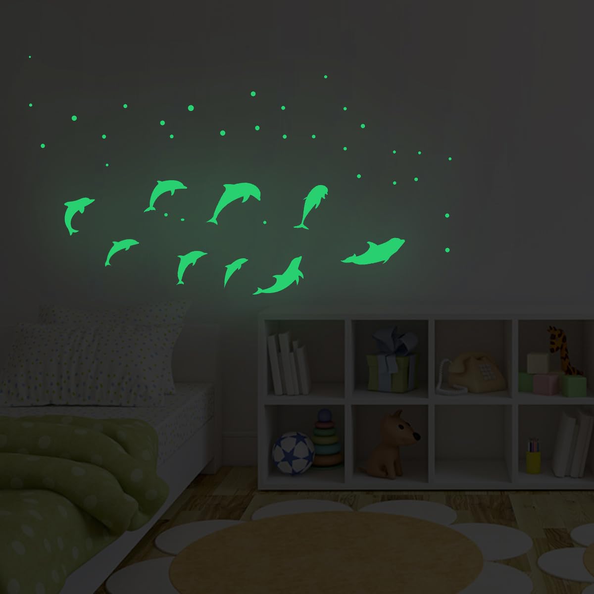 Dolphin Glow in the Dark Wall Stickers for Girls and Boys Bedroom Kids Bedroom Decoration Accessories
