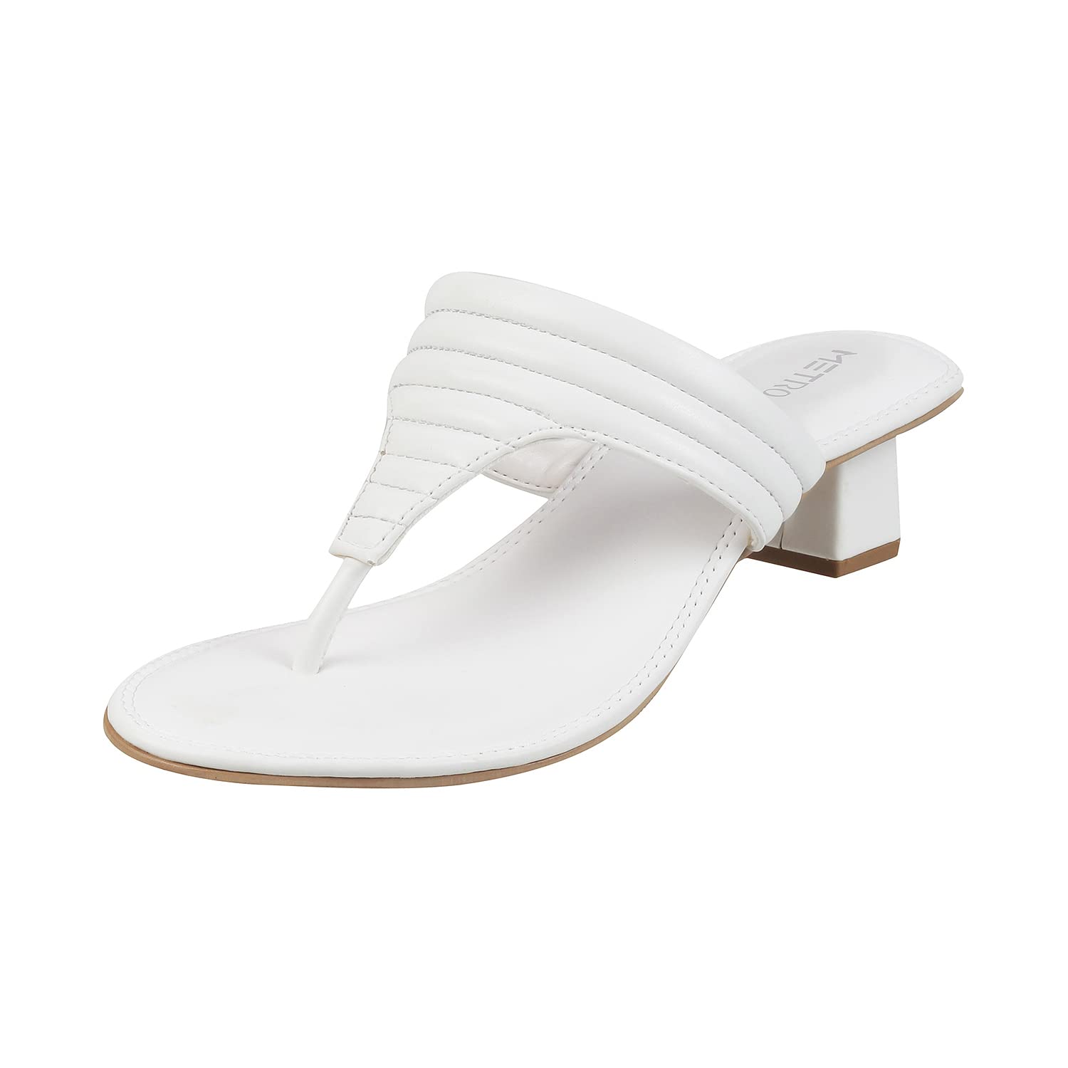 Metro Womens White Comfy Block Heel Thong Strap Casual Fashion Sandals UK/4 EU/37 (40-2460) (B0B3DGMW4L) Amazon Price History, Amazon Price Tracker