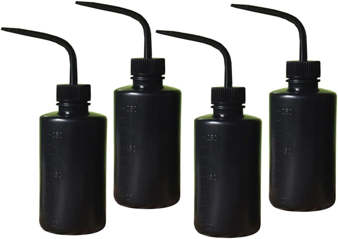 4Pcs Squeeze Rinse Bottle for Eyelash Extensions Salad Dressing and Jam Storage Flexible Curved Nozzle for Precise Dispensing for Tattoo Artists