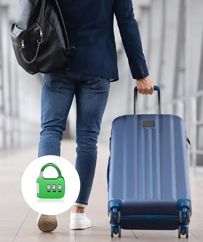 Image of QUIRA 3-Digit Combination Padlock,Security Lock, Resettable Code for Gym Lockers and Luggage (Green)