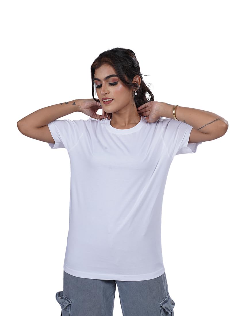 Pure Cotton Regular Fit Tshirt for Women & Girls | Round Neck Solid Half Sleeve Tshirt (Sizes S-2XL)-picture-29
