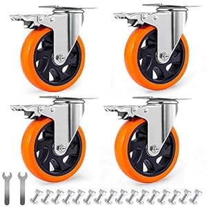 D&L 5-Inch Swivel Casters 1500lbs Orange Set DL-I5-001