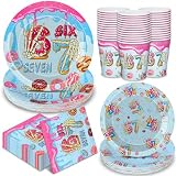 Suclain 150 Pcs Halloween 6 7 Birthday Doughnut Party Tablewear