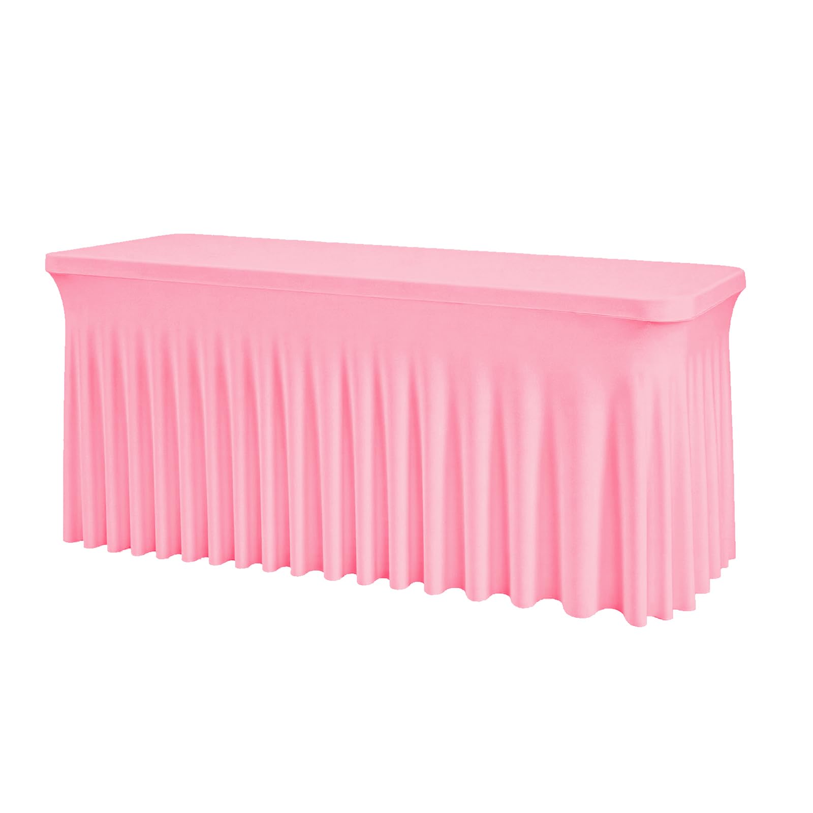 Rectangle Tablecloth 6FT – Pink Fitted Spandex Table Cover, Wrinkle-Free, Stretch Fabric with Elastic Edges for Baby Shower, Wedding, Banquet, Party, Buffet, Birthday,Restaurant