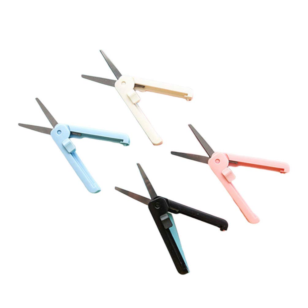Milisten 4 Piezas de Estilo de Pluma Tijeras Seguridad Portátil Punta Roma Cortador de Tijera para Oficina Escolar Viajes en Casa Manualidades para Niños (Colores Mezclados)