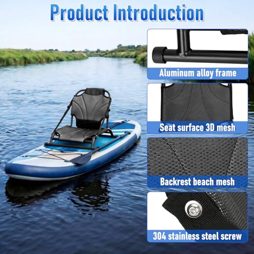 Asiento para Kayak con Marco de Aluminio y Respaldo, Adecuado para Kayak y Pesca miniatura 3