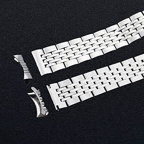 Bracelet de montre acier inoxydable solide maillons sept perles boucle papillon - 3