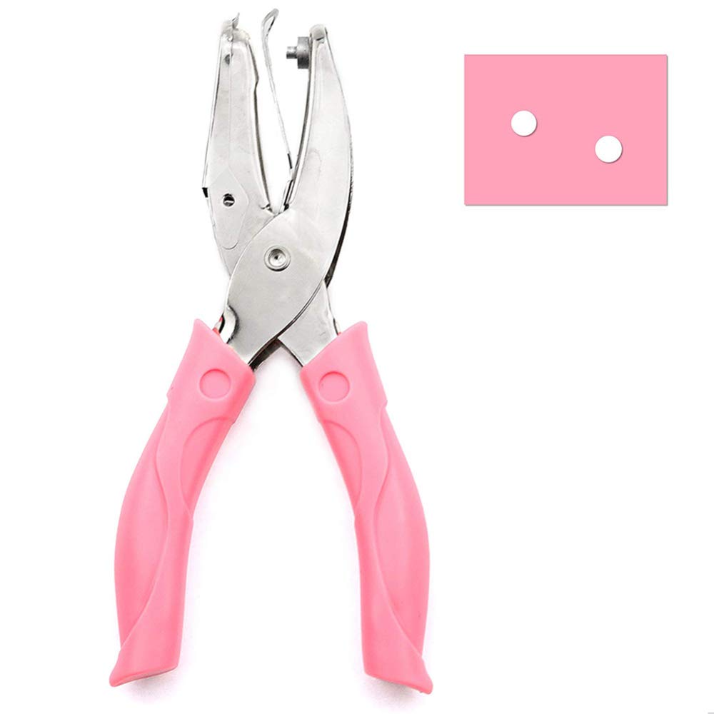 Perforadora Manual Mini De Un Agujero (6 Mm) - Compacta, Con Seguro Y Ideal Para Papel Y Manualidades, Color Rosa