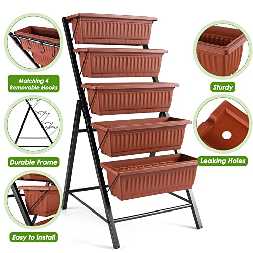 Sejov 4Ft Vertical Raised Garden Bed, 5 Tiers Planter Box With Drainage System For Herb Vegetables Flowers, Elevated Garden Bed Perfect For Patio Balcony Greenhouse Outdoor And Indoor Garden Planters #TOP2