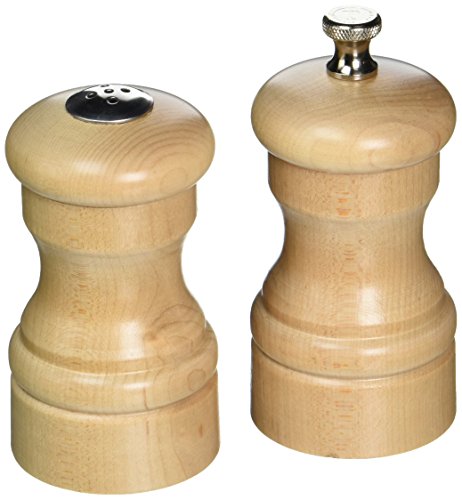 Chef Specialties 4 Inch Capstan Pepper Mill and Salt Shaker Set - Natural - Made in USA