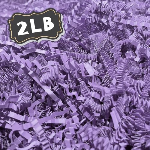 Image of 2 LB Light Purple Crinkle Cut Paper Shred Filler Great for Gift Wrapping, Basket Filling, Birthday, Wedding, Halloween, Thanksgiving, Christmas Day, New Year Party Decorations Filling Supplies